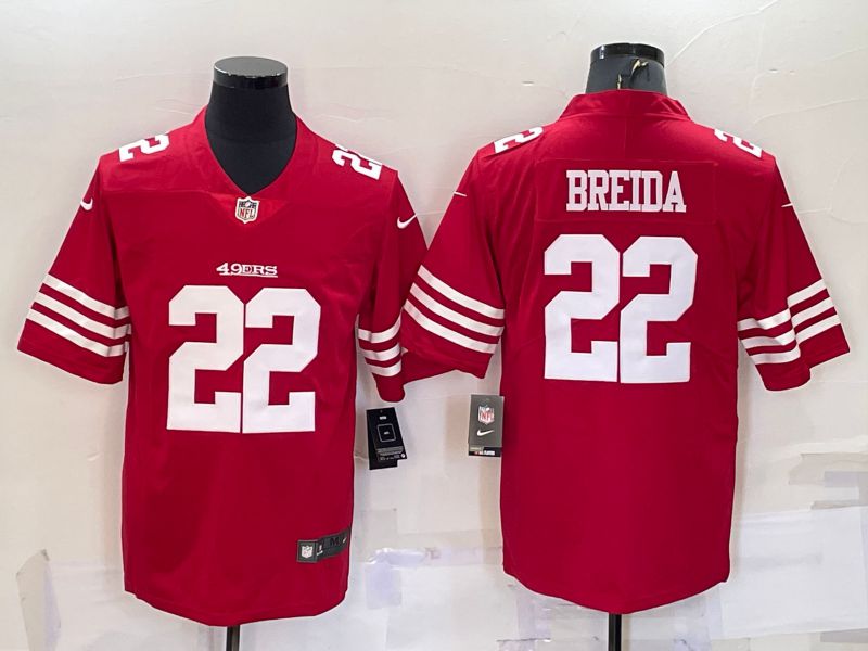 Men San Francisco 49ers #22 Breida Red New 2022 Nike Limited Vapor Untouchable NFL Jersey->san francisco 49ers->NFL Jersey